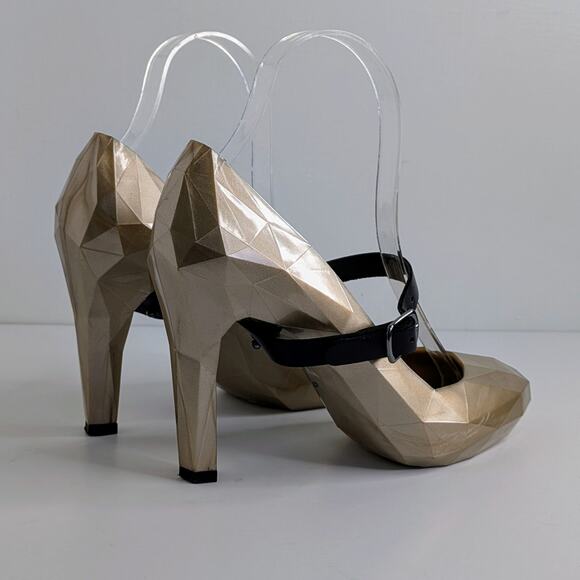 United Nude Shoes Lo Res Pump Womens EU 37 Rose Glitter Black Strap Heels - Picture 14 of 16